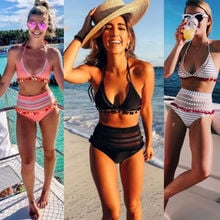 2019 mulheres senhoras borlas cintura alta sutiã push-up bikini define meninas maiô roupa de banho beachwear biquini 2024 - compre barato