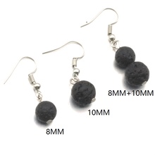 Simple 8MM 10MM Round Black Lava Bead Earrings DIY Aromatherapy  Essential Oil Diffuser Dangle Earrings Jewelry 2024 - buy cheap