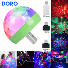Controle musical bola de discoteca usb dc5v, bola colorida de dj com controle de música para iluminação decorativa de natal, projetor de luz para cantar ktv, natal e feriados
