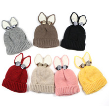 Winter Warm Cartoon 3D Rabbit Ear Knit Hats Beanies Kids Girl Boy Baby Infant Winter Warm Crochet Knit Hat Beanie Toddler Cap 2024 - buy cheap