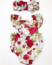 Newborn Baby Girls Clothes Flower Jumpsuit Bodysuit Cute Headband Fashion Cotton Outfits Clothes 2024 - buy cheap