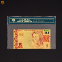 Presentes festivos para notas de ouro europeu, 10 reais, papel de moeda brasileira, coleção de dinheiro falso com moldura de coa 2024 - compre barato