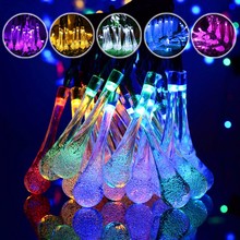 Smuxi 20/30/50 LED String Solar Lamps Water Droplets Type Waterproof Garland Christmas Lights for Wedding Party Home Decoration 2024 - buy cheap