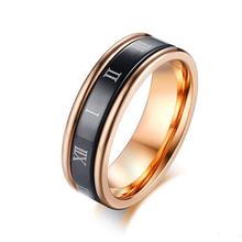 Roman Numerals Rings for Women Dating Jewelry Pink Gold Color Stainless Steel Spinner Wedding Bands Finger Ring 2024 - buy cheap