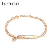 (Amor de Pai /Mae) 165mm Baby Bracelet Gold Kids Jewelry Heart Pulsera Bebe Bracelete Bracciali Nina Girls Boys Braclet B01Pai 2024 - buy cheap