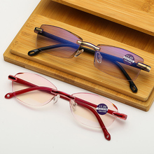 VIVIBEE 2021 мужские очки без оправы в Красной оправе тонкие очки для чтения + 3 + 2 + 1 анти-Blueray старые очки по рецепту для женщин и мужчин-1,25 2024 - купить недорого