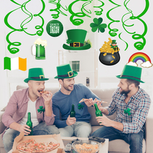 Irish St Patrick's Day Theme Party Decoration Lucky Green Shamrocks Ireland Flag PVC Hanging Swirl Party Backdrops Supplies 2024 - buy cheap