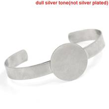 Bangles Bracelets Round Silver Color Cabochon Setting(Fit 25mm Dia) 16.5cm long, 4PCs (B25813) 2024 - buy cheap