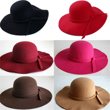 Wide Brim Cap Fashion Women Ladies Floppy Wool Felt Bowler Beach Beanie Hat Sun Cap Summer Hat 2024 - buy cheap