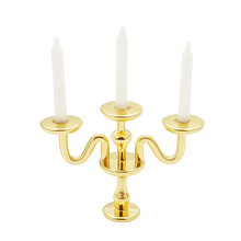 Odoria-portavelas en miniatura para casa de muñecas, candelabro dorado de 3 brazos, accesorios de decoración para casa de muñecas, 1:12 2024 - compra barato