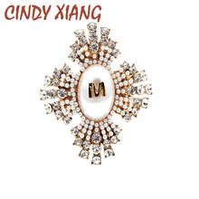 CINDY XIANG Rhinestone Cross Brooches for Women Fashion Wedding Bouquet Brooch Pin Pearl Baroque Jewelry High Quality New 2018 2024 - buy cheap