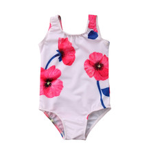 New 2018 kids swimwear one piece Tankinis floral print baby girls cute swimsuits beachwear bodysuits Summer 2-8T Bath Bikinis 2024 - buy cheap