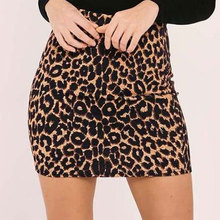 Minifalda con estampado de leopardo para mujer, falda Sexy de cintura alta, ajustada a la cadera, talla S-L, 2018 2024 - compra barato