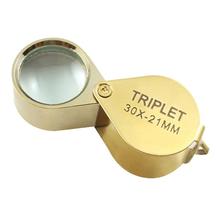 1pc Mini 30X Glass Magnifying Magnifier Jeweler Eye Jewelry Loupe Loop 30*21mm Triplet Jewelers Eye Glass Gold 2024 - buy cheap