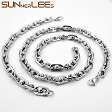 SUNNERLEES Jewelry 316L Stainless Steel Necklace Bracelet Set 9mm Geometric Link Chain Silver Color Gold Plated Men Women SC74 S 2024 - buy cheap