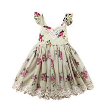 2018 bonito vestido de algodón de flores para niña vestido de tul de encaje para fiesta 2024 - compra barato