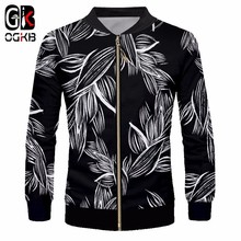 OGKB Casual 2018 Windbreaker Tracksuits 3d Cool Printing Forest Leaves Plant Jacket Unisex Coat Long Sleeve Tops Harajuku Hiphop 2024 - buy cheap