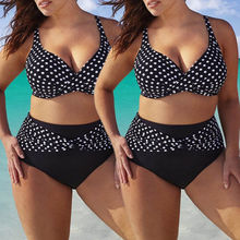 2019 Fashion Sexy Lady Dot Fat Women Plus Swimming Padded Push-up Bra Bikini Set Swimsuit Bathing Suit Beachwear Swimwear Xl-5xl 2024 - buy cheap