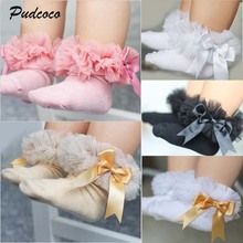 2018 New Kid Girls Socks Newborn Baby Girls Kids Princess Bowknot Lace Ruffle Frilly Tulle Ankle Socks 2024 - buy cheap