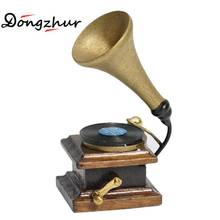 Dongzhur Dollhouse Miniature 1:12 Furniture Mini Accessories Ultra-compact Retro Phonograph With Record DIY Miniature Doll House 2024 - buy cheap