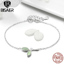 BISAER 925 Sterling Silver Women Tree Leaves Tree Leaf Chain Bracelets Women Bracelet Sterling Silver Jewelry Pulseira ECB112 2024 - buy cheap