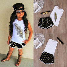 Criança infantil bebê menina sem mangas tops + bolinhas shorts + bandana 3 peças roupas sunsuit 0-24 m 2024 - compre barato