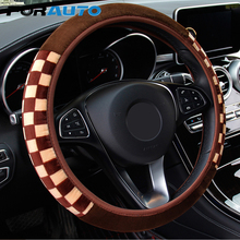 FORAUTO Car Steering Wheel Cover Car-styling Plush Fabric Diameter 38cm Universal Auto Steering Covers Auto Decor Accessories 2024 - buy cheap
