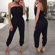 Women Summer Sexy Sleeveless Strapless Clubwear Playsuit Ladies Party Solid Black Jumpsuit Romper 2024 - buy cheap