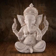 Estátua de buda indiana de ganesha, artesanato em resina, estatueta de arenito, decoração fengshui, ornamentos, decoração artesanal, presente de decoração para casa 2024 - compre barato