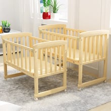 2 in 1 baby  sleep crib baby bed cradle can change to desk rocking chair balance bed 0-2 year big size nature wood frame 2024 - buy cheap