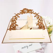 1pc Laser Cut Hollow Cut Pop Up Invitation Gift Wedding Greeting Card with Envelope for Groom Newlyweds Bride Couple 2024 - buy cheap