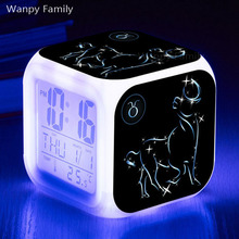 Twelve Constellations Taurus Alarm Clock 7 Color LED Glowing Digital Clock For Kids room Multifunction Electronic Alarm Clock 2024 - buy cheap