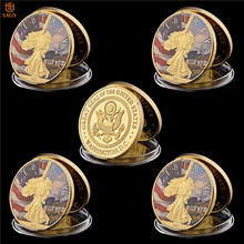 5 unids/lote California Hollywood cartel de película Estados Unidos Estatua de la libertad Metal dorado moneda conmemorativa de desafío colección 2024 - compra barato