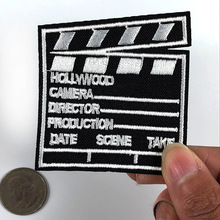 High Quality Black Fine Movie Clipboard Patches Iron On Clap-stick Embroidered Badge for Clothing Appliques DIY Stickers Parches 2024 - buy cheap