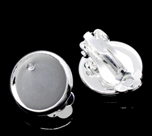 DoreenBeads клипсы для сережек круглые Серебристые цвета кабошон (подходит 12 мм диаметр), 16x14 мм, 10 пар (B22706), yiwu 2024 - купить недорого