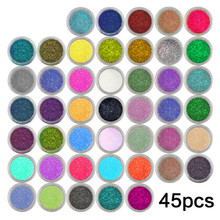 Glitter de unha de cores variadas, 45 unidades, arte de unhas, pó, glitter, esmalte de gel uv, ferramentas de maquiagem, acrílico 2024 - compre barato