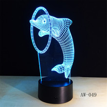 Kawaii Dolphin Play Ball 3D Lamp Cartoon USB Night Light Mutilcolors LED RGBw Lighting Bulb Luminaria Kid Toy Gift AW-049 2024 - buy cheap