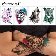Glaryyears 1 лист временная татуировка наклейка Мода поддельные татуировки волк флэш тату Водонепроницаемый маленький боди-арт для мужчин женщин 25 дизайнов 2022 - купить недорого