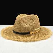 Sombrero de paja de rafia para hombre y mujer, gorra informal de paja de Panamá, para el sol y la playa, para verano 2024 - compra barato