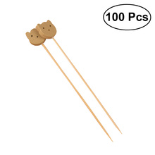 100Pcs Cocktail Picks Decorative Bamboo 4.7 Inch Bear Top Cute Cupcake Drinks Fruit Sticks Picks Toothpicks for Birthday Party 2024 - buy cheap