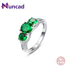 NUNCAD-Anillo de plata de primera ley y piedra verde para mujer, sortija, plata esterlina 925, piedra verde, diseño fino, regalo de San Valentín 2024 - compra barato