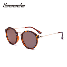 Iboode óculos de sol redondo retrô, óculos de sol unissex com design de marca retrô, espelhados com liga metálica 2024 - compre barato