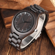 Wooden Watch Men's Watch Retro Ebony Casual Light Ebony Wood Man Full Natural Band Quartz Men's Wrist Watches Relogio Masculino 2024 - buy cheap