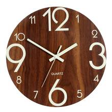 Luminous Wall Clock,12 Inch Wooden Silent Non-Ticking Kitchen Wall Clocks With Night Lights For Indoor/Outdoor Living Room Bed 2024 - buy cheap