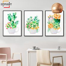 Nursery Wall Art Cactus Print Watercolor Succulent Flowers Painting Picture Nordic Home Decor Botanical Print for Living Room 2024 - compra barato