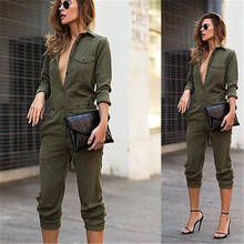 Sexy Women New Fashion Slim Bodycon Jumpsuit Long Sleeve Army Green Solid Casual Bodysuit Ladies Vintage Romper Long Jumpsuit 2024 - buy cheap