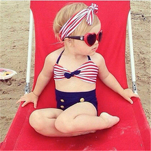 2018 Kids Baby Girls Bikini Suit Navy Swimsuit Swimwear Bathing Swimming Clothes Swimming Costume Summer Beachwear Child Biqunis 2024 - buy cheap