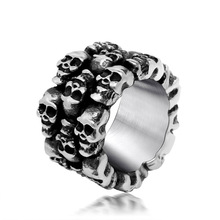 Many Skeleton Skull Head Carving Uinque Rings for Men Titanium Steel Ring Man Punk Rock Bike Jewelry Gift Ring 2021 Gift 2024 - buy cheap