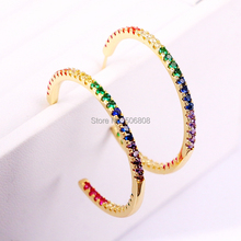 4 Pairs, Micro pave cz circle round Earring, Rainbow CZ Stud Earring girl women jewelry 2024 - buy cheap