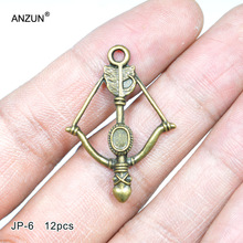12pcs 35x25mm Antique Bronze DIY Jewelry  Pendant Metal Charms Bow and Sword Pendant JP-06 2024 - купить недорого